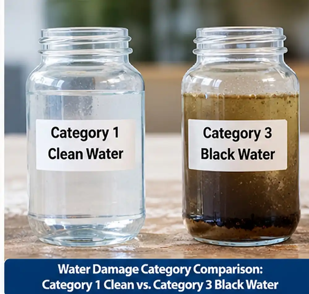 Water Damage Category Comparison Category 1 Clean vs. Category 3 Black Water
