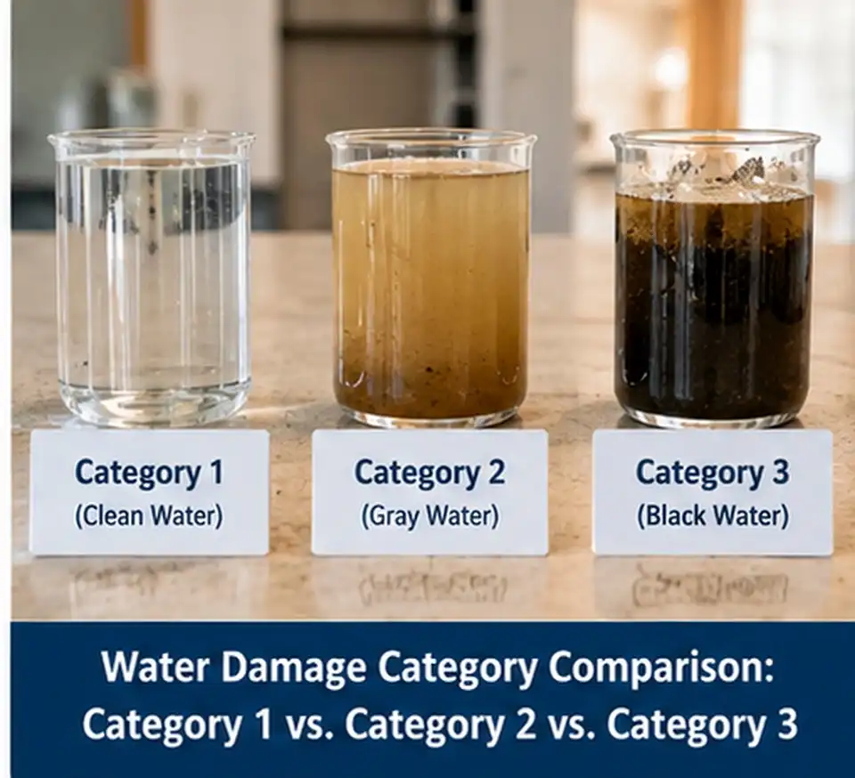 Water Damage Category Comparison Category 1 vs. Category 2 vs. Category 3